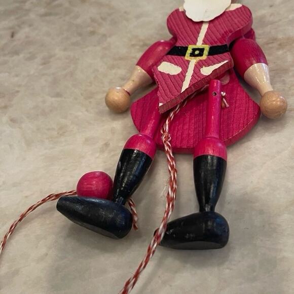Handmade Austrian vintage wood Santa Claus puppet Christmas ornament - Picture 4 of 8